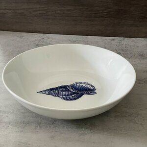 Paula Scaletta Blue Conch Seashell White Ceramic 8" Serving Bowl PPD Germany